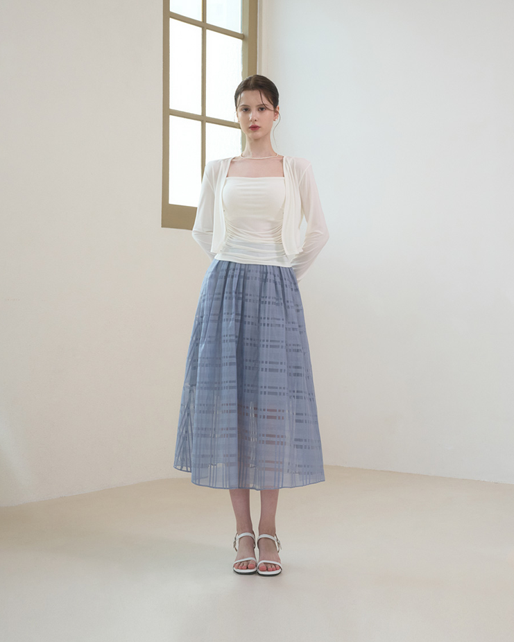 Eve check skirt[Light Blue]