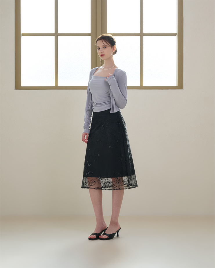 Fleur layered skirt [Black]